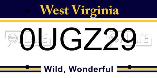 0UGZ29 West Virginia License Plate