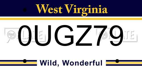 0UGZ79 West Virginia License Plate