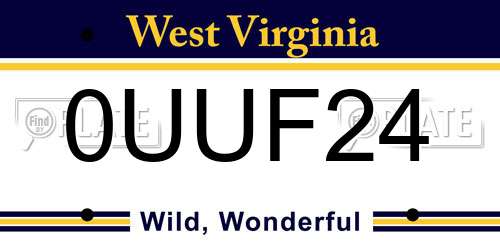 0UUF24 West Virginia License Plate