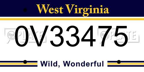 0V33475 West Virginia License Plate