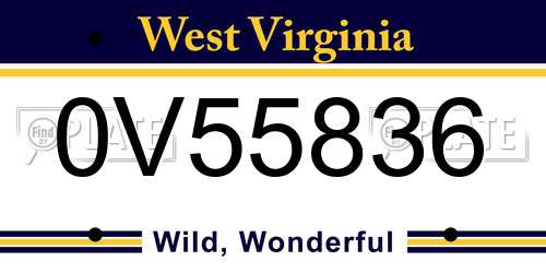 0V55836 West Virginia License Plate