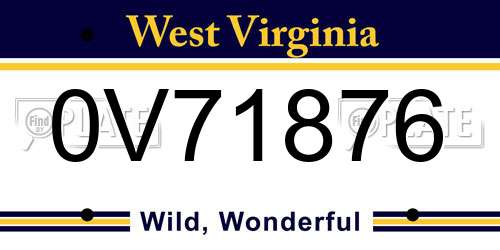 0V71876 West Virginia License Plate