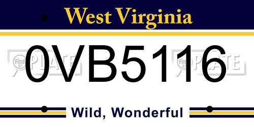 0VB5116 West Virginia License Plate