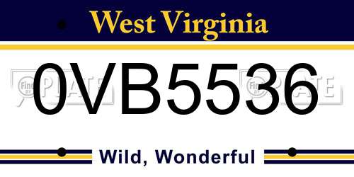 0VB5536 West Virginia License Plate