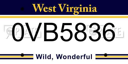 0VB5836 West Virginia License Plate