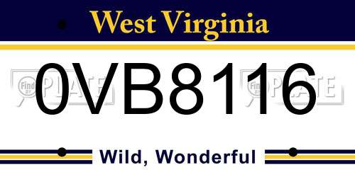 0VB8116 West Virginia License Plate