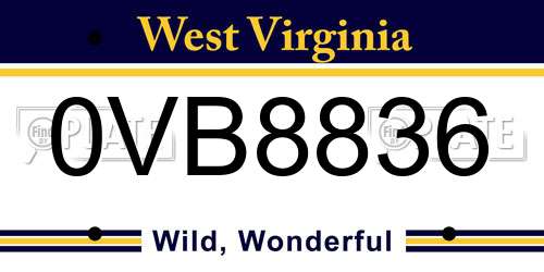 0VB8836 West Virginia License Plate