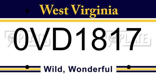 0VD1817 West Virginia License Plate