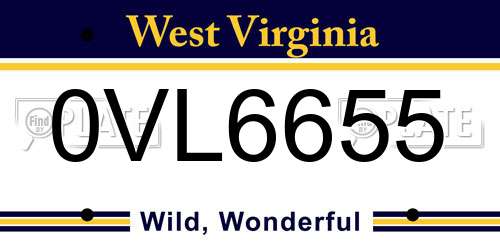 0VL6655 West Virginia License Plate