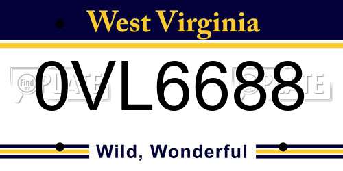 0VL6688 West Virginia License Plate