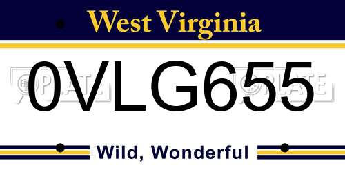 0VLG655 West Virginia License Plate