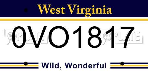 0VO1817 West Virginia License Plate