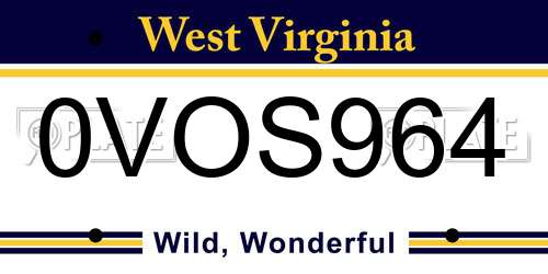 0VOS964 West Virginia License Plate