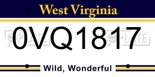 0VQ1817 West Virginia License Plate