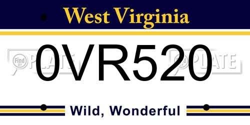 0VR520 West Virginia License Plate