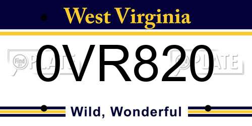 0VR820 West Virginia License Plate