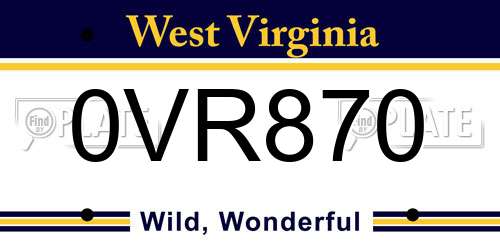 0VR870 West Virginia License Plate