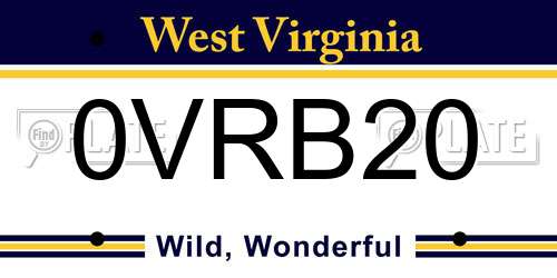 0VRB20 West Virginia License Plate