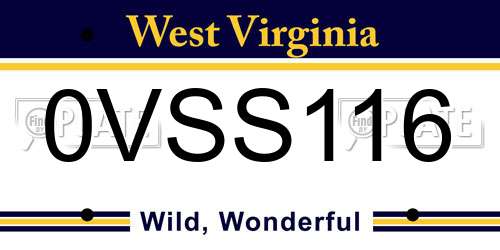 0VSS116 West Virginia License Plate