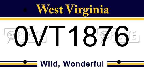 0VT1876 West Virginia License Plate
