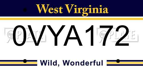 0VYA172 West Virginia License Plate
