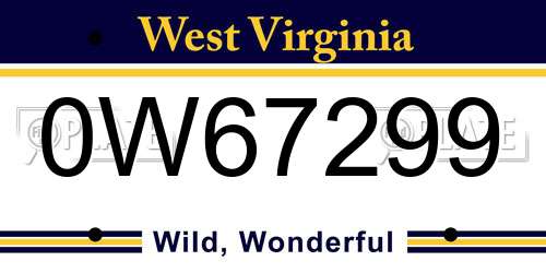 0W67299 West Virginia License Plate