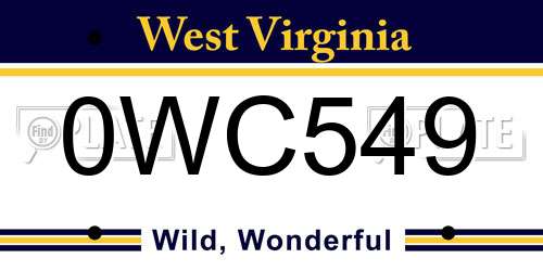 0WC549 West Virginia License Plate