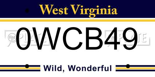 0WCB49 West Virginia License Plate