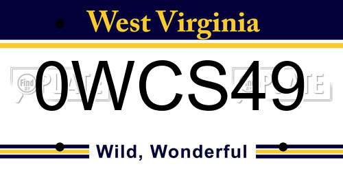 0WCS49 West Virginia License Plate