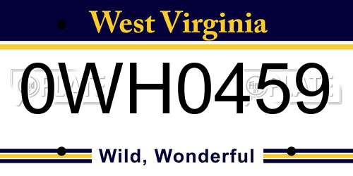 0WH0459 West Virginia License Plate