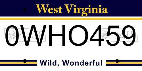 0WHO459 West Virginia License Plate