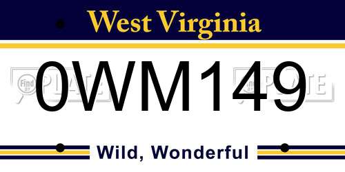 0WM149 West Virginia License Plate