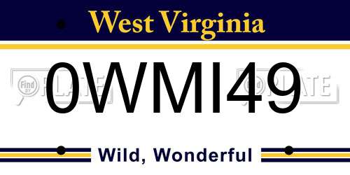 0WMI49 West Virginia License Plate