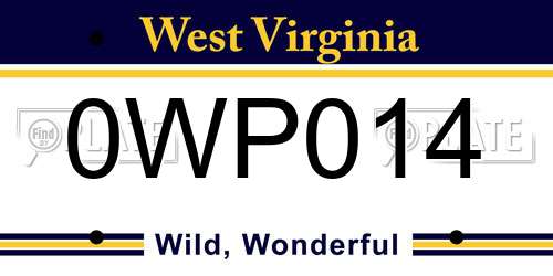 0WP014 West Virginia License Plate