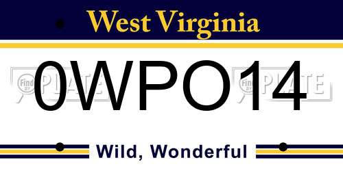 0WPO14 West Virginia License Plate