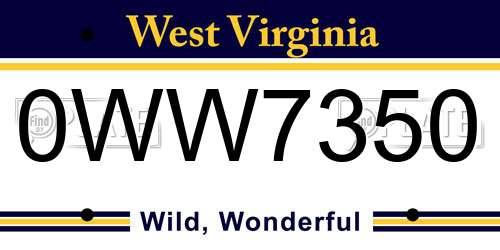 0WW7350 West Virginia License Plate