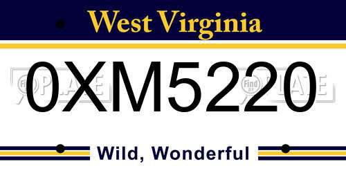 0XM5220 West Virginia License Plate