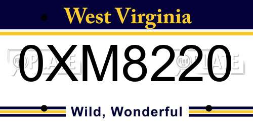 0XM8220 West Virginia License Plate