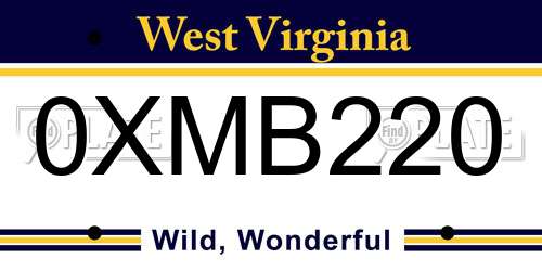 0XMB220 West Virginia License Plate