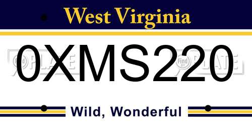 0XMS220 West Virginia License Plate