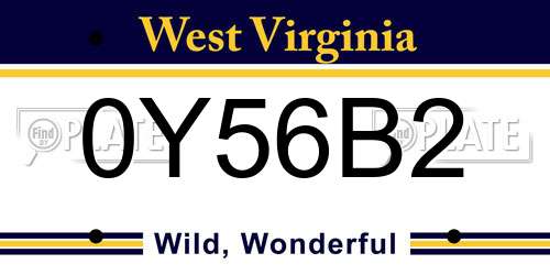 0Y56B2 West Virginia License Plate