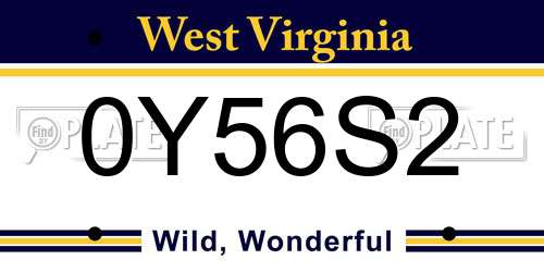 0Y56S2 West Virginia License Plate