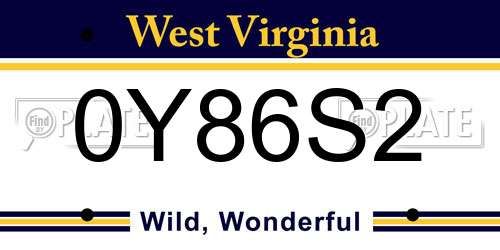 0Y86S2 West Virginia License Plate