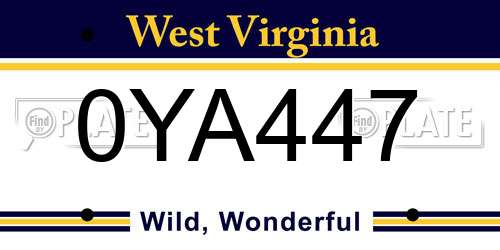 0YA447 West Virginia License Plate