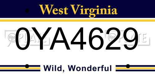 0YA4629 West Virginia License Plate