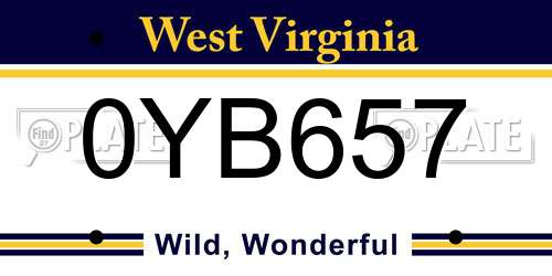 0YB657 West Virginia License Plate