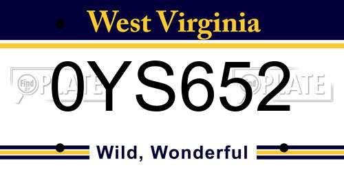 0YS652 West Virginia License Plate