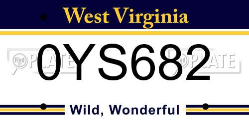 0YS682 West Virginia License Plate
