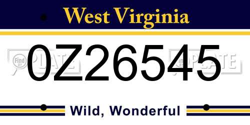 0Z26545 West Virginia License Plate