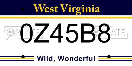0Z45B8 West Virginia License Plate